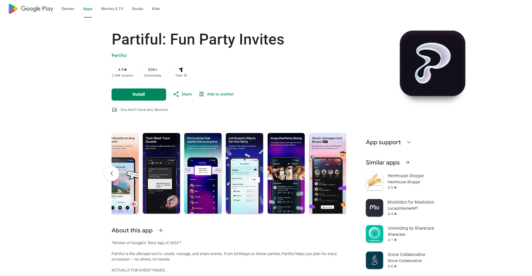 Partiful in Google Play