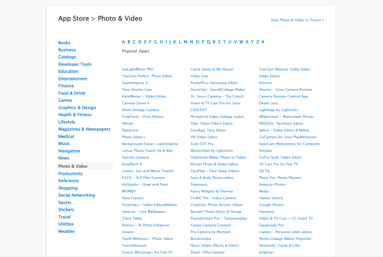 app store video category