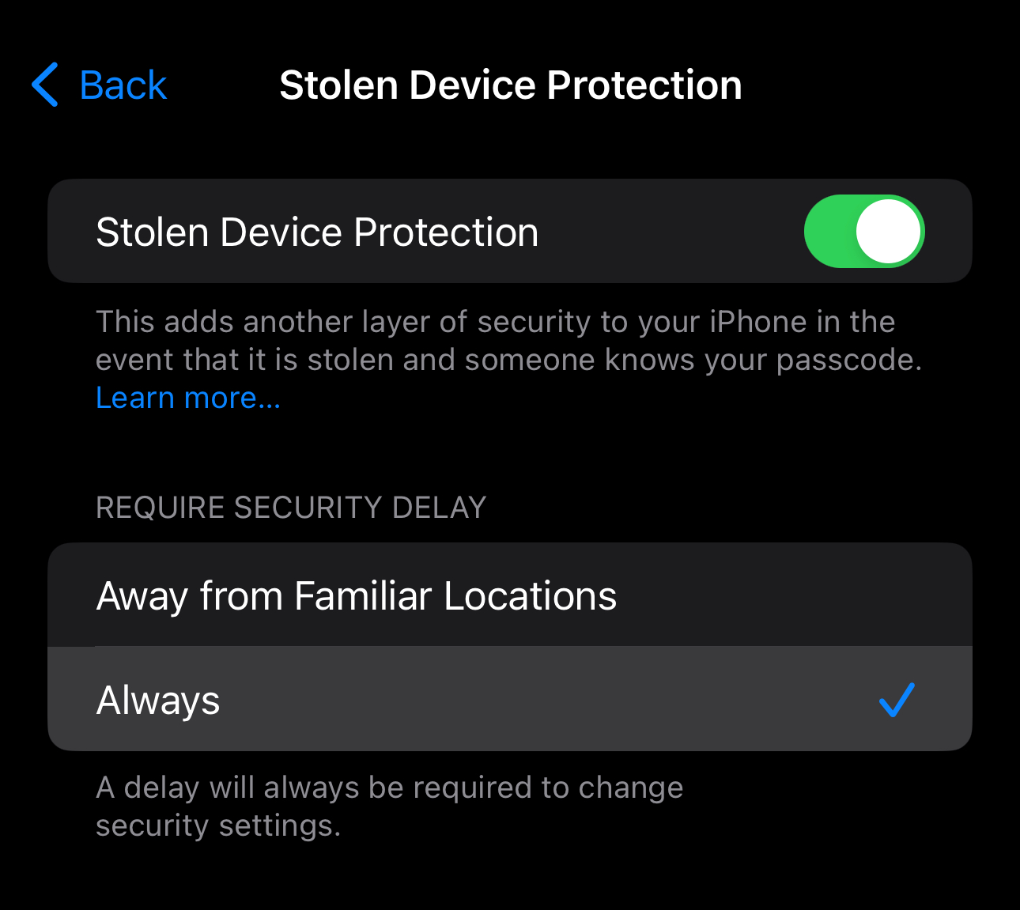 Tailored Stolen Device Protection