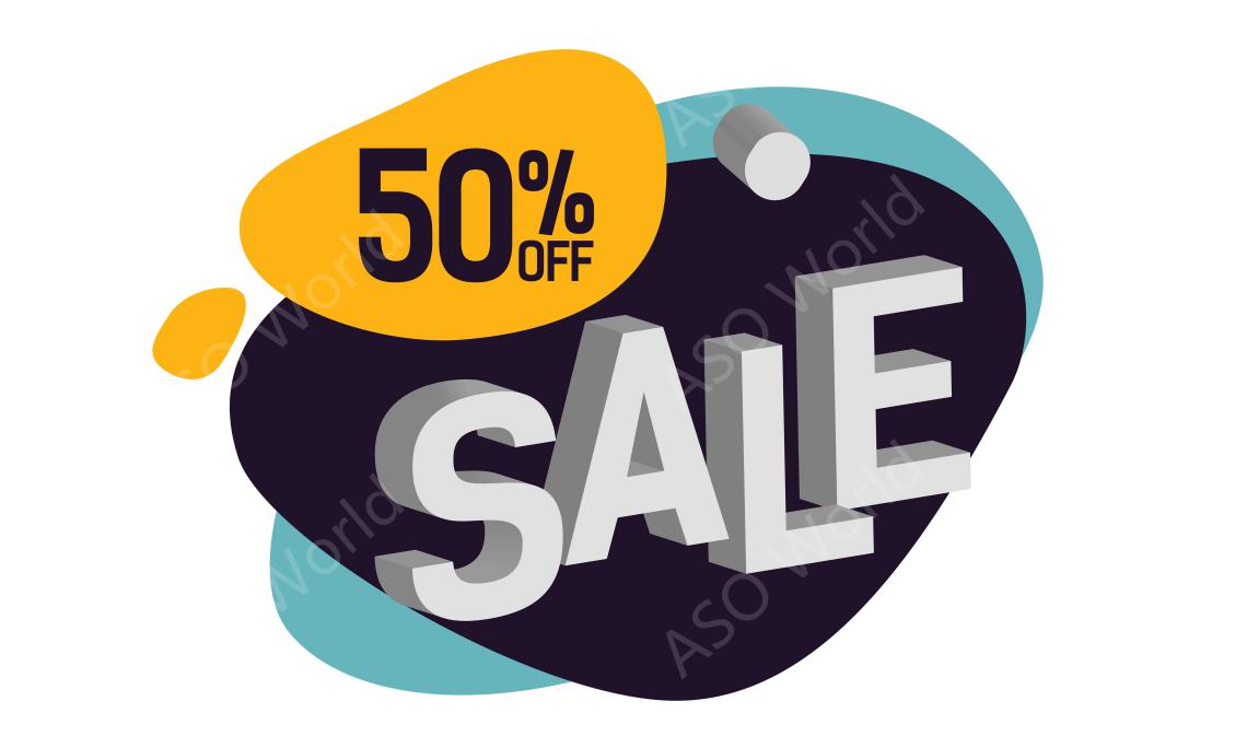 50% off discount for aso promotion