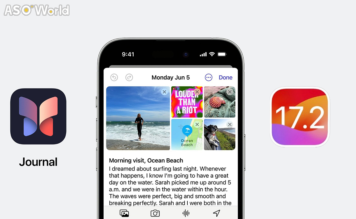 Apple представляет приложение Journal на базе искусственного интеллекта с  обновлением iOS 17.2 - ASO World