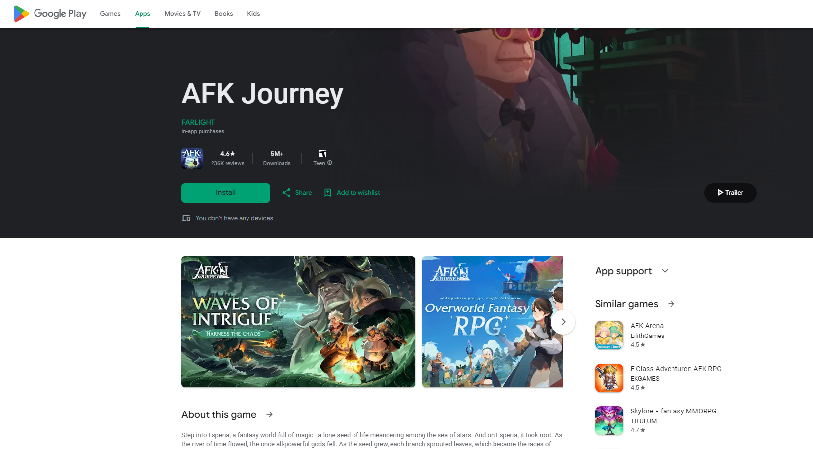 AFK Journey in Google Play