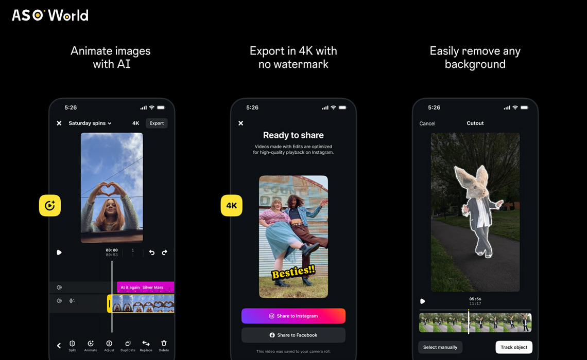 Скриншоты Instagram Edits в App Store