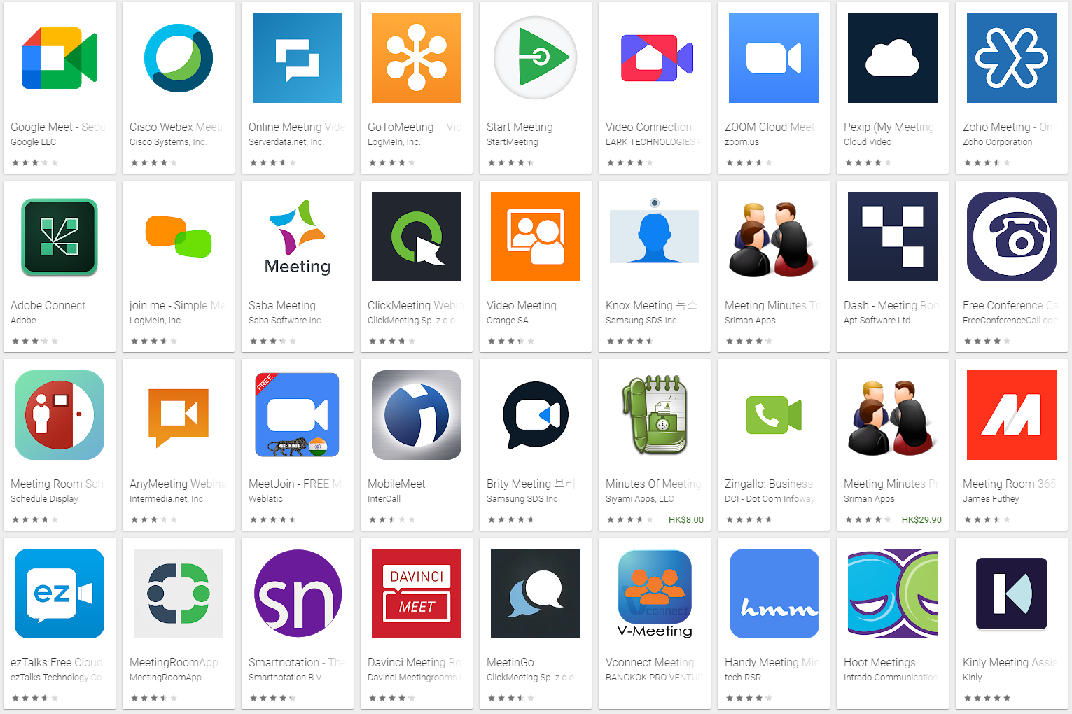 meeting apps in google play