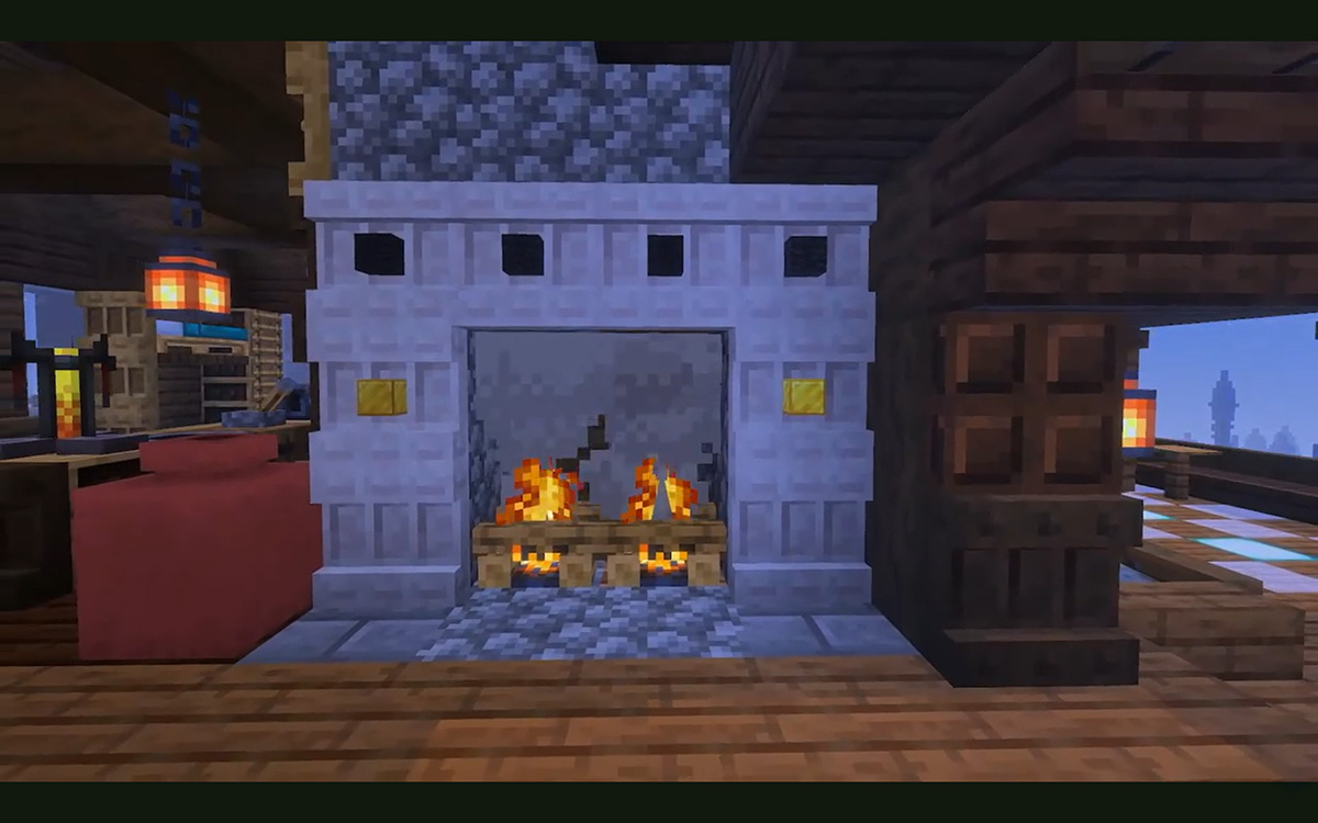 Minecraft shelves as decorative building elements