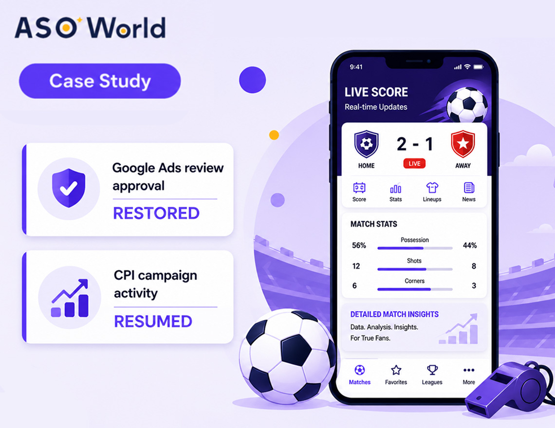 ASO事例：スポーツアプリがGoogle広告の審査不承認から回復した方法