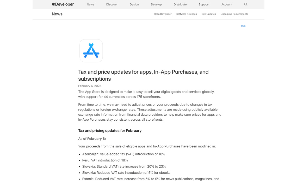 App Store Policy Tax and Price Update