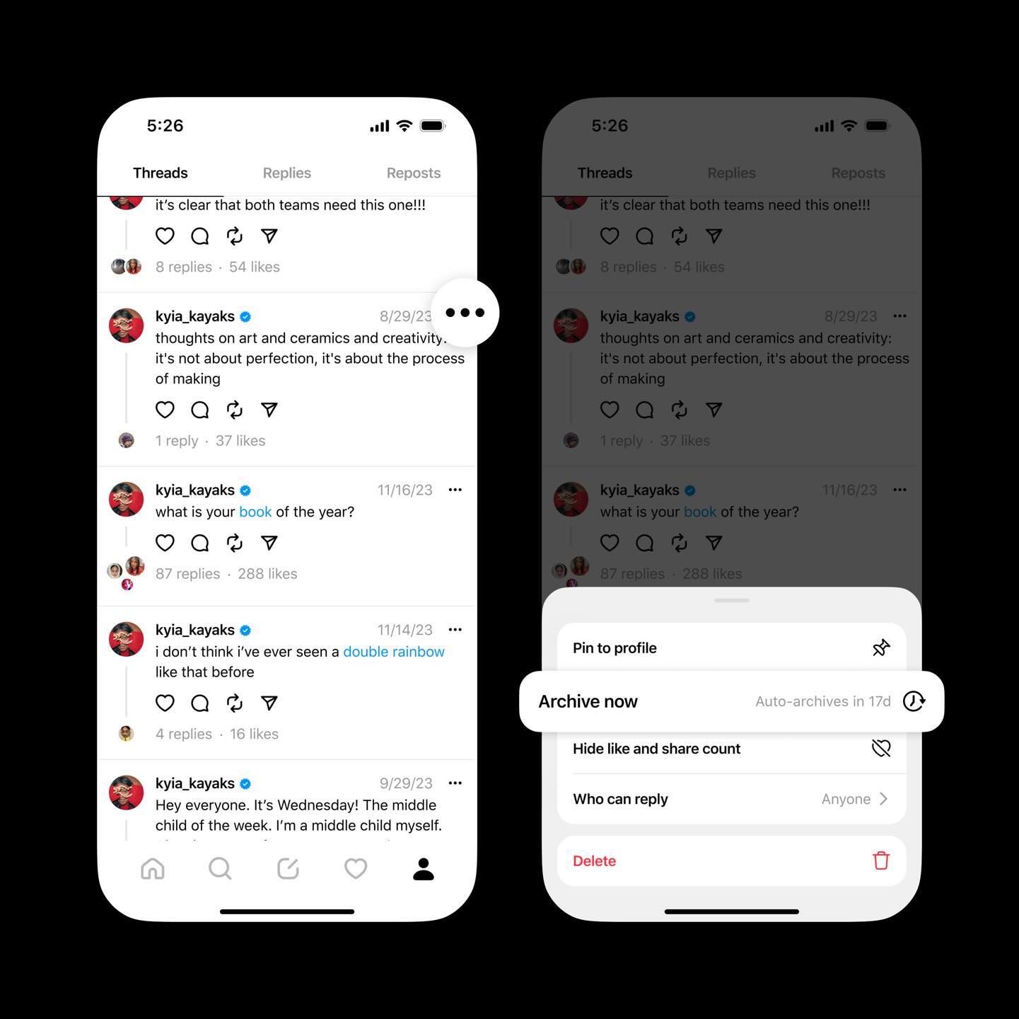 Функция автоархивирования в Threads