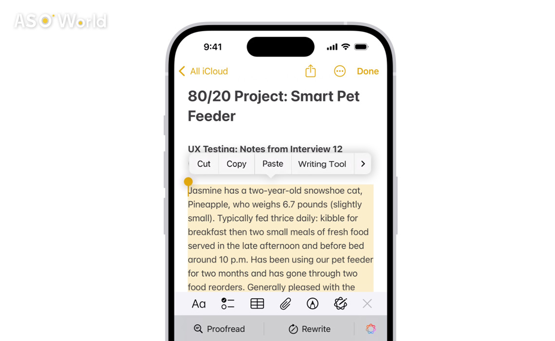 AI Writing Tool in iOS 18.2 Beta 3
