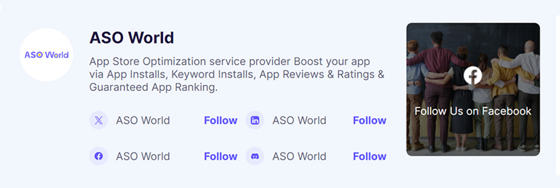 ASO World Социальные сети
