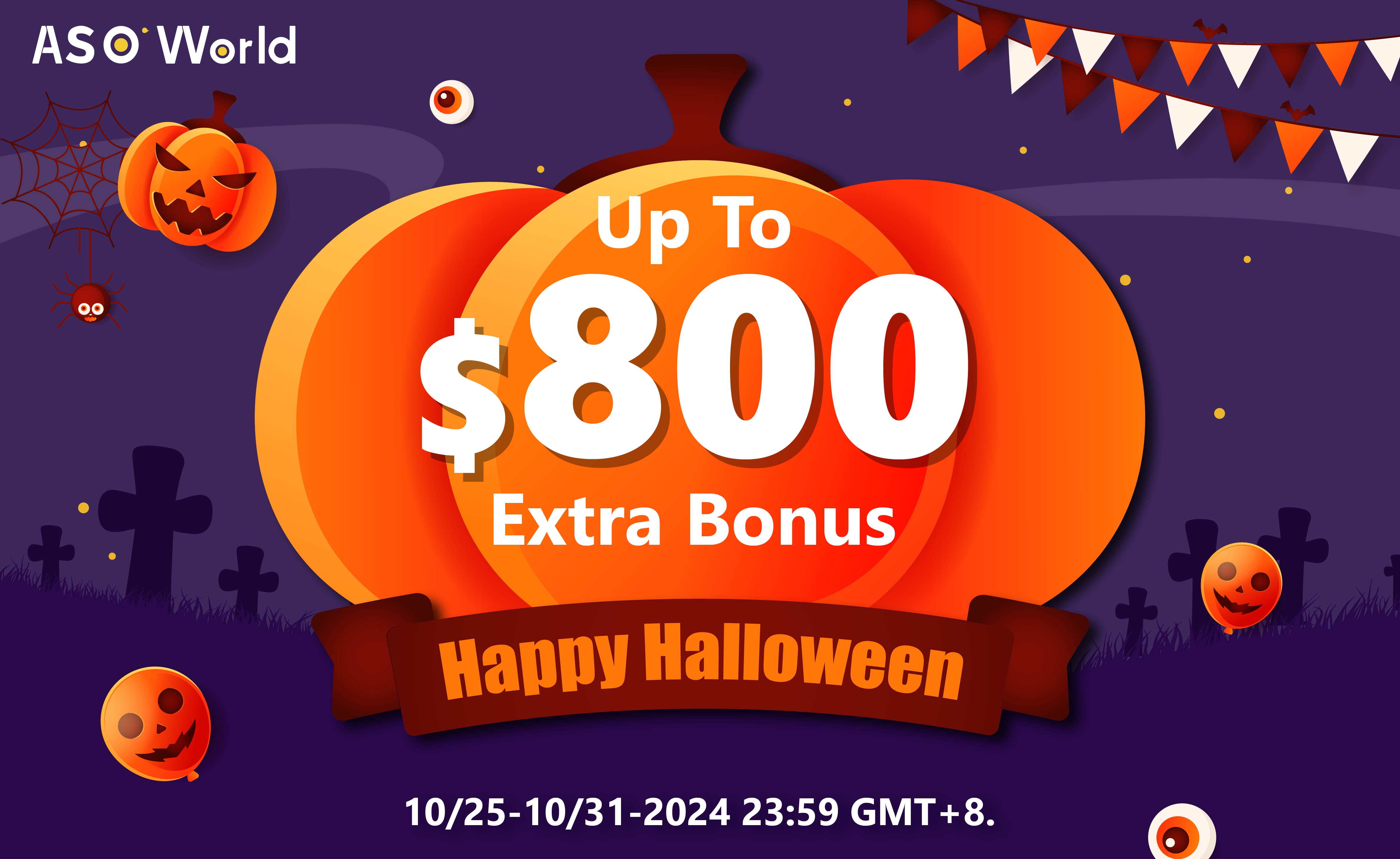 ASO World Halloween Sale 2024 Up to 800 Bonus on ASO Services ASO World