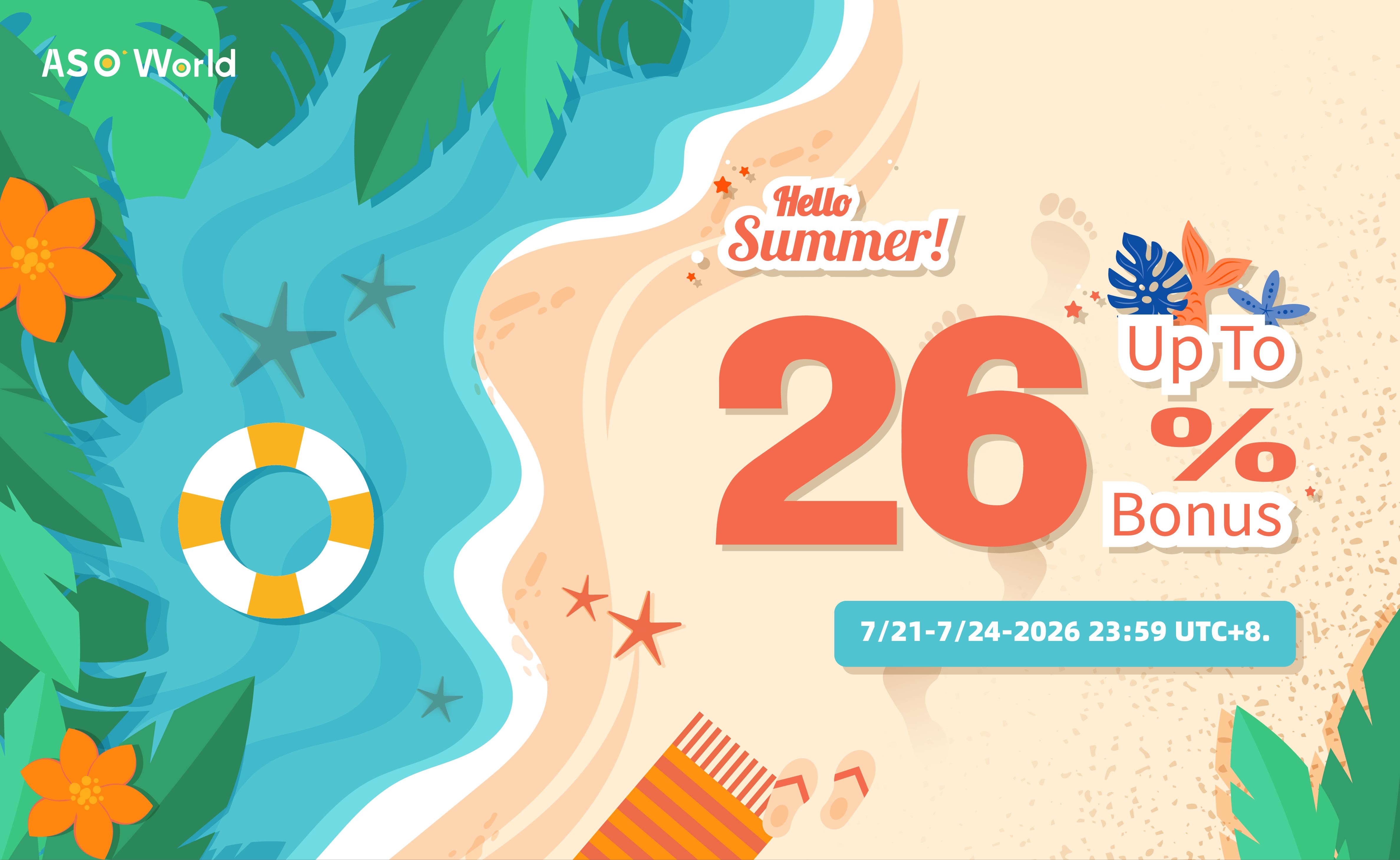 ASO World Summer Promotion 2026: Up to 26% Extra Bonus!