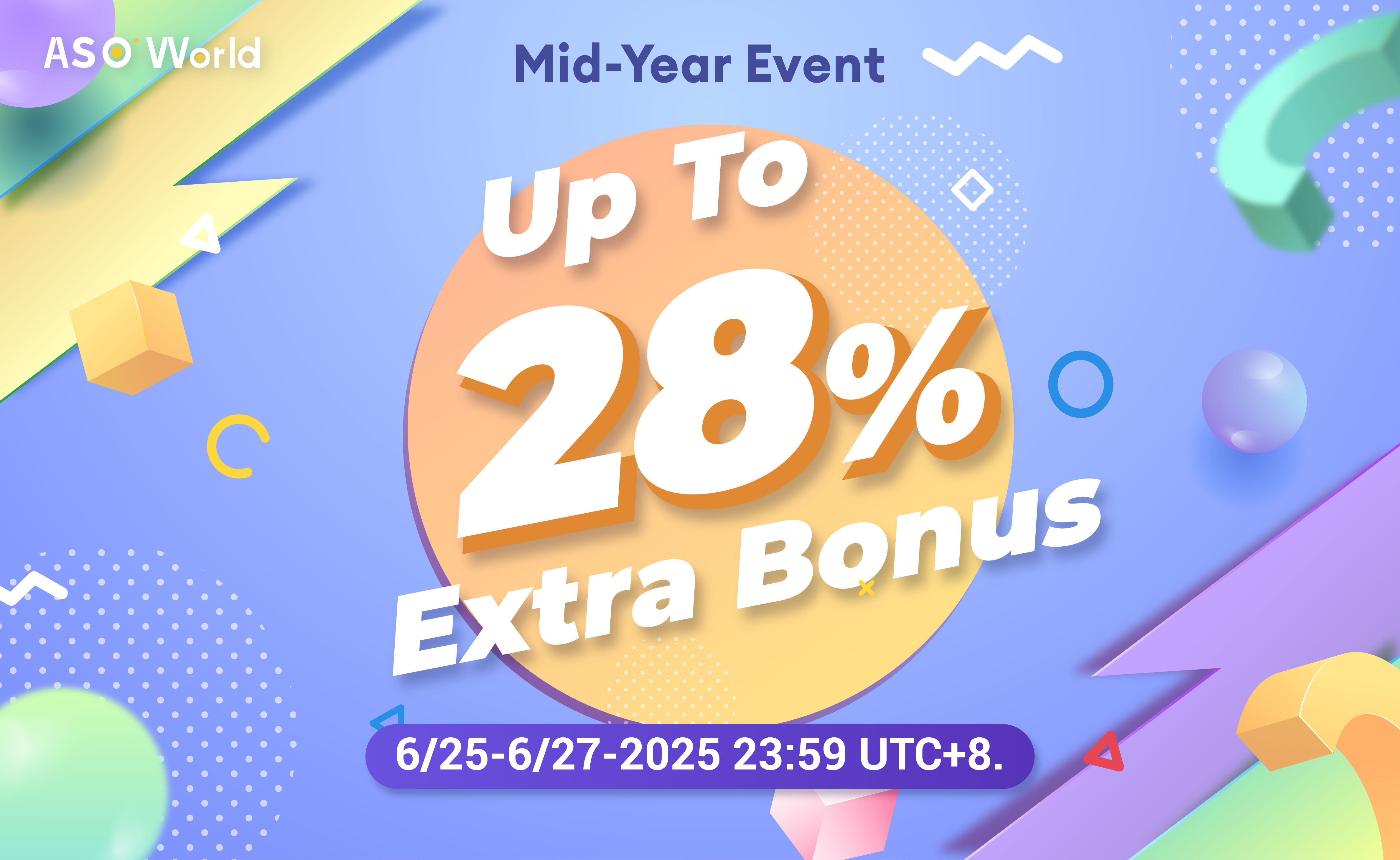 ASO World Mid-Year Event: Up to 28% Extra Bonus for All Services
