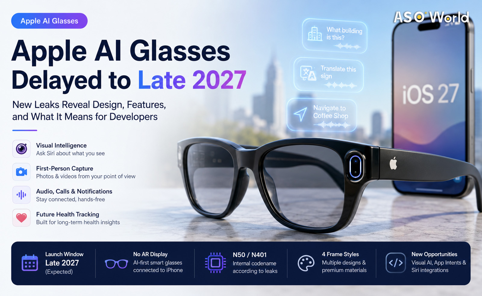 Apple AI Glasses Reportedly Delayed to Late 2027: New Leaks Reveal Design, Features, and What It Means for Developers