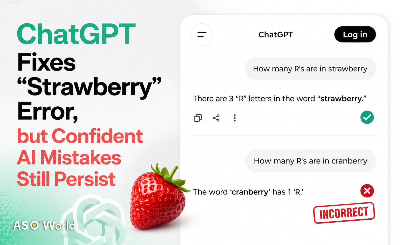 ChatGPT、「Strawberry」エラーを修正するも、自信満々なAIの誤りは依然として続く